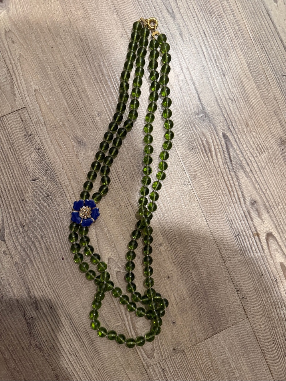J. Crew Blue Flower and Green Bead Bracelet
